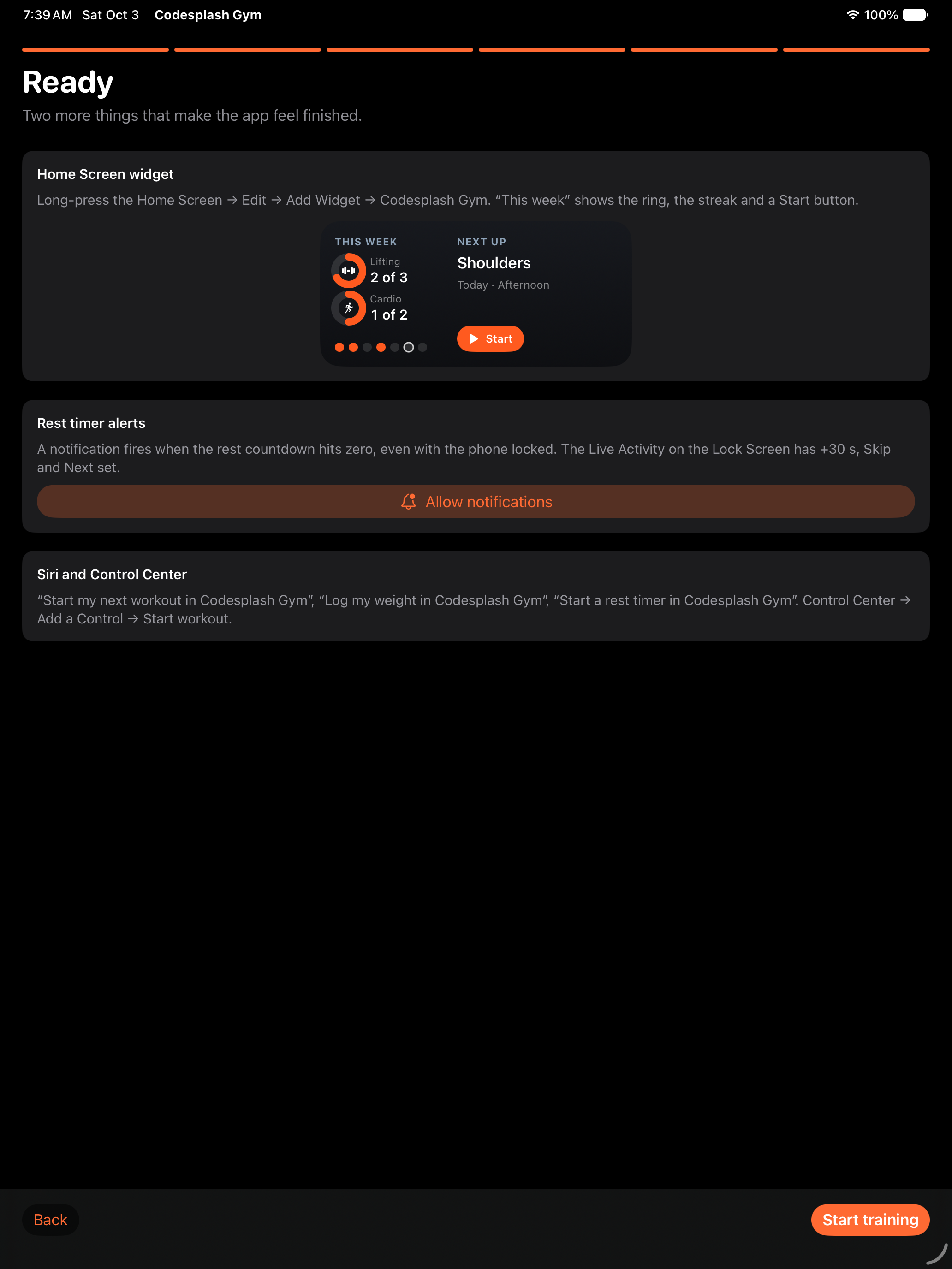 gym: gym ipad onboarding ready
