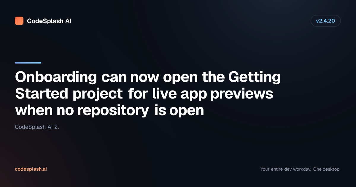 Cover image for Onboarding now opens a real project when it needs to show the app