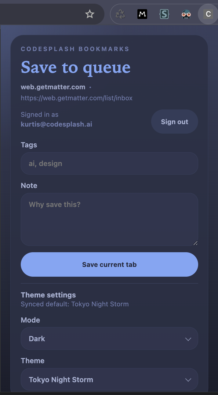 Chrome extension save flow