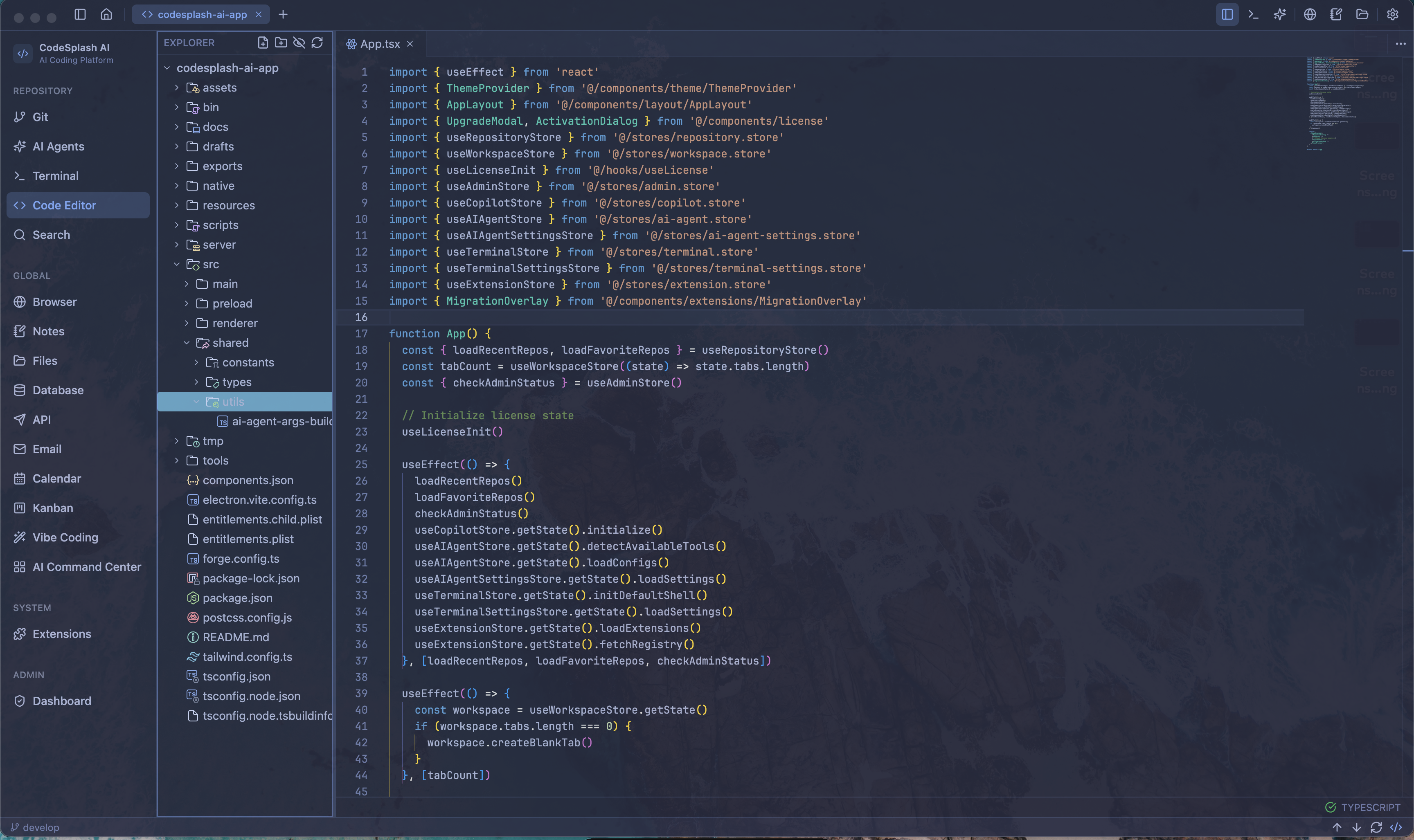 Integrated code editor