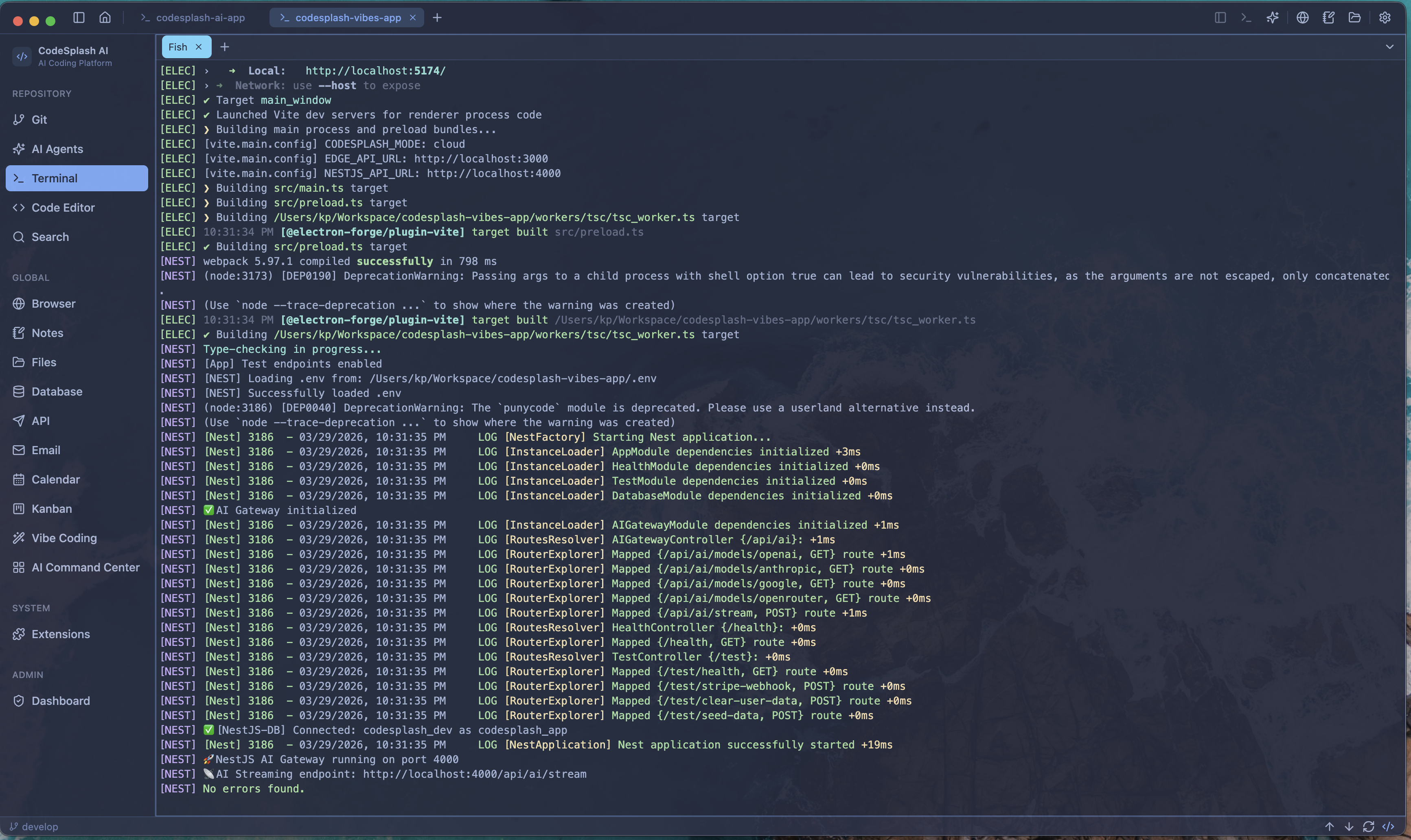 Multiple terminal contexts