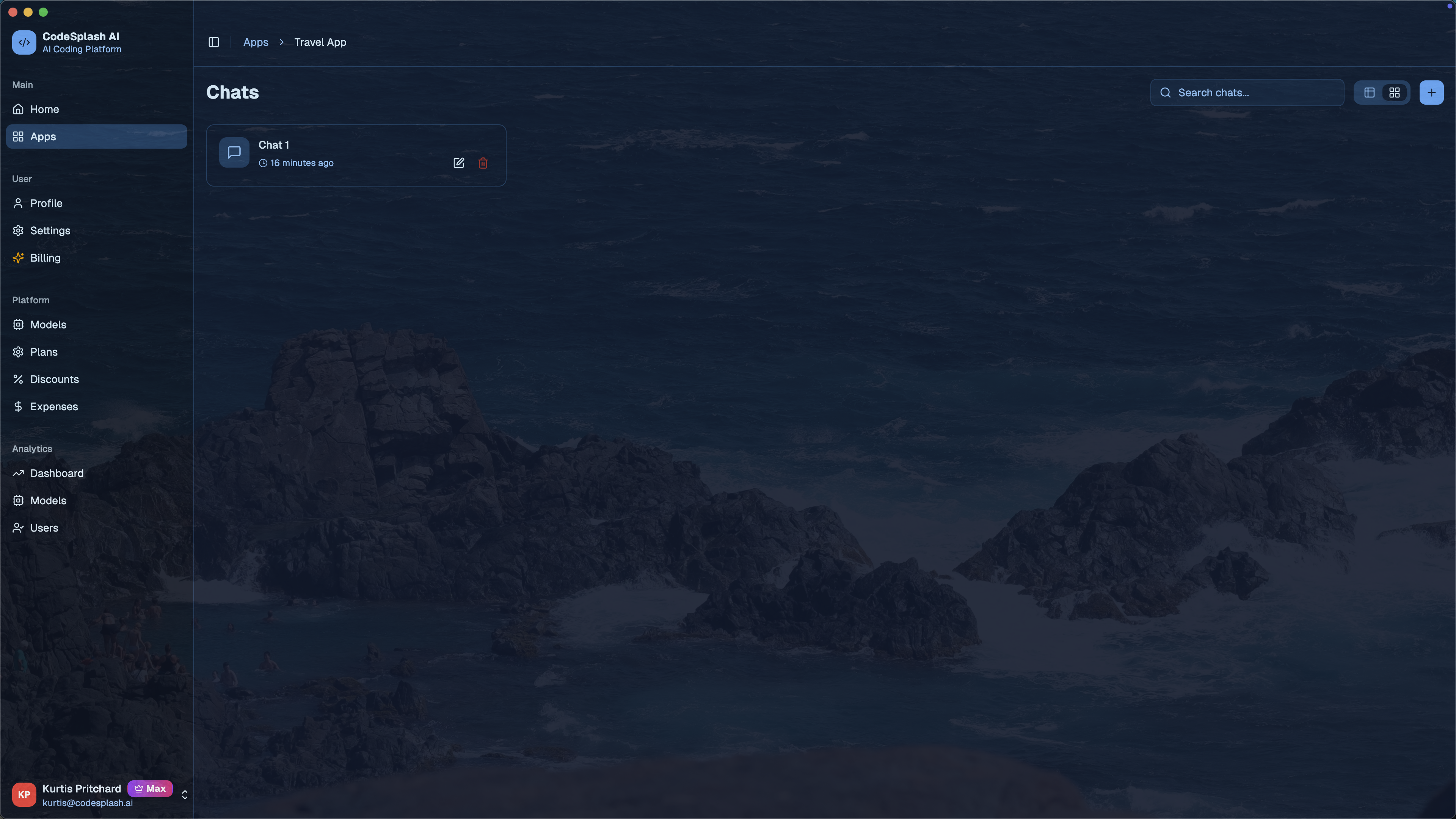 Chat history in grid view
